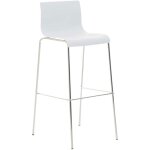 Tabouret de bar avec repose - pieds dossier incurv� en plastique blanc et 4 pieds en m�tal chrom� 100004938 ...