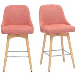 Tabourets de bar scandinaves pivotants 360� en tissu effet velours textur� terracotta et bois h�tre massif ...