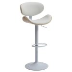 Tabouret de bar en simili, placage chne et mtal - hauteur rglable - naturel clair et blanc - montenegro ...