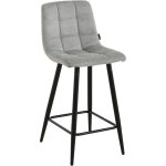 Tabouret de bar tore en tissu gris clair ? hauteur d'assise 65 cm ? structure m�tal noir ? design moderne ...