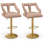 Costway - tabourets de bar velours lot de 2, chaise de bar pivotants avec repose - pieds, hauteur assise ...