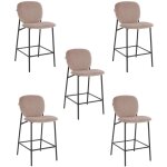 Home deluxe - tabouret de bar en velours celda couleur : marron clair, quantité : 5 Home deluxe - tabouret de bar en velours celda couleur : marron clair, quantité : 5