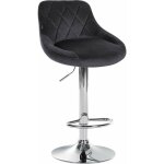 Tabouret de bar en velours gris fonc coutures dcoratives pivotant support mtal chrom tdb10671