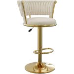 Tabourets de bar en velours luxe ? hauteur r�glable ergonomique & pieds en m�tal argent? design �l�gant ...