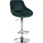 Tabouret de bar en velours vert coutures dcoratives pivotant support mtal chrom tdb10677