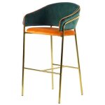 Tabouret de bar en velours vert orange 53 x 52 x 99 cm