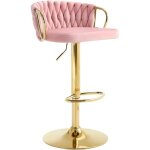 Woltu - tabouret de bar tabouret pivotant � 360�, hauteur r�glable, velours + m�tal, rose