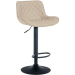 Tabouret de bar x1 assise avec coutures d�coratives losange en pvc cr�me et pieds en m�tal noir 100005225 ...