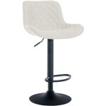 Tabouret de bar x1 assise avec coutures d�coratives losange en tissu cr�me et pieds en m�tal noir 100005233 ...