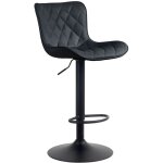 Tabouret de bar x1 coutures décoratives pied trompette hauteur réglable en métal noir assise en pvc noir ... Tabouret de bar x1 coutures décoratives pied trompette hauteur réglable en métal noir assise en pvc noir ...