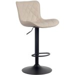 Tabouret de bar x1 coutures dcoratives pied trompette hauteur rglable en mtal noir assise en pvc crme ...