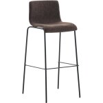 Tabouret de bar x1 design moderne empilable assise en tissu marron et 4 pieds m�tal noir 100004953