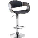 Dcoshop26 - tabouret de bar x1 design scandinave en pvc noir et structure en bois couleur gris 100005040 ...