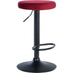 Tabouret de bar x1 design simple hauteur r�glable rev�tement en velours rouge pieds en m�tal noir 100006534 ...