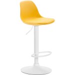 Tabouret de bar x1 moderne et confortable assise en plastique et pvc jaune pieds en mtal blanc 100005670 ...