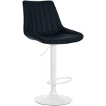 Tabouret de bar x1 rglable en hauteur pivotant  360 assise en pvc noir couture verticale pied mtal ...