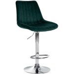 Tabouret de bar x1 réglable en hauteur pivotant à 360° assise en velours vert couture verticale pied ... Tabouret de bar x1 réglable en hauteur pivotant à 360° assise en velours vert couture verticale pied ...
