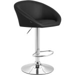 Décoshop26 - tabouret de bar x1 réglable et pivotant dossier arrondi en pvc noir piètemet en métal chromé ... Décoshop26 - tabouret de bar x1 réglable et pivotant dossier arrondi en pvc noir piètemet en métal chromé ...