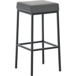 Tabouret de bar x1 avec repose - pieds design simple hauteur 85 cm en pvc gris et mtal noir 100005246 ...