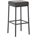 Tabouret de bar x1 avec repose - pieds design simple hauteur 85 cm en pvc marron et métal noir 100005244 ... Tabouret de bar x1 avec repose - pieds design simple hauteur 85 cm en pvc marron et métal noir 100005244 ...