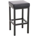 Tabouret de bar x1 avec repose - pieds design simple hauteur d'assise 80 cm en pvc noir et support en ...