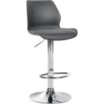 Tabouret de bar x1 avec repose - pieds hauteur réglable pivotant en pvc et plastique gris et métal 100004905 ... Tabouret de bar x1 avec repose - pieds hauteur réglable pivotant en pvc et plastique gris et métal 100004905 ...