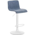 Tabouret de bar x1 avec repose - pieds pivotant dossier incurvé en tissu bleu et métal blanc 100004976 ... Tabouret de bar x1 avec repose - pieds pivotant dossier incurvé en tissu bleu et métal blanc 100004976 ...