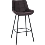 Tabouret de bar x1 avec repose - pieds revtement en pvc marron pitement  quatre pieds en mtal noir ...