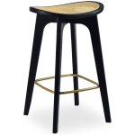 Tabouret de bar yokori en cannage et bambou noir