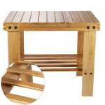 Tabouret bas en bamboo naturel avec etagre de rangement pour enfants et adultes (322434cm)