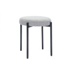 Miliboo - tabouret bas empilable en tissu effet velours texturé gris clair et métal noir h41 cm kiko Miliboo - tabouret bas empilable en tissu effet velours texturé gris clair et métal noir h41 cm kiko