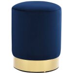 Tabouret bas, pouf, repose - pied bleu et dor� velours fr64863 design in