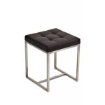 Dcoshop26 - tabouret bas en synthtique marron pieds acier inoxydable bross mat classique et pratique ...