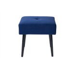 Miliboo - tabouret bas en tissu effet velours textur bleu nuit et mtal noir h46 cm guesta