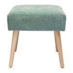 Miliboo - tabouret bas en tissu effet velours textur� vert c�ladon et bois clair massif h46 cm guesta ...