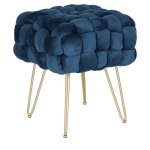 Vente - unique - tabouret bas en velours et mtal dor - bleu - esmea