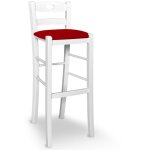 Okaffarefatto - tabouret en bois laqué blanc avec trou h 80 avec siège en similicuir rouge Okaffarefatto - tabouret en bois laqué blanc avec trou h 80 avec siège en similicuir rouge