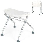 Tabouret de douche antid�rapant hauteur r�glable 49 - 52, 5 cm, chaise de douche / bain pliable en aluminium ...