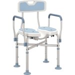 Tabouret de douche - homcom - si�ge rembourr�e en u am�lior� et accoudoirs - cadre en aluminium - 53 ...