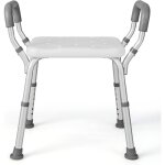 Costway tabouret de douche, sige de douche hauteur rglable 36 - 49 cm, accoudoirs ergonomique amovibles, ...