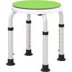 Tabouret de douche si�ge de douche - hauteur r�glable, pivotant 360� - alu pp blanc vert