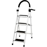 Tabouret echelle pliant marche pied 4 marches de s�curit� pliant acier au carbone 133x74x39cm blanc