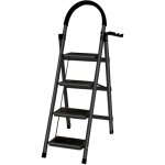 Tabouret echelle pliant marche pied 4 marches de s�curit� pliant acier au carbone 133x74x39cm noir