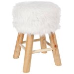 Tabouret effet fourrure blanc - createur d'interieur