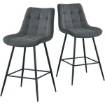 Jymtom - tabouret haut 2 pices - chaise avec dossier et repose - pieds mtallique, rembourrage velours, ...