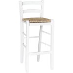 Okaffarefatto - tabouret haut 67 cm en bois de h�tre italien blanc avec assise en paille