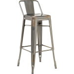 Tabouret haut ?75 cm avec dossier en acier lix sklum gris bross�