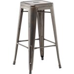 Tabouret haut empilable en acier lix sklum gris bross� ?75 cm