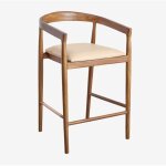 Tabouret haut en cuir visby (70 cm) sklum beige vintage