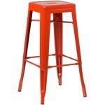Tabouret haut empilable en acier lix sklum orange rouge�tre ?75 cm